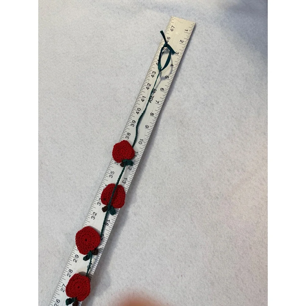 Handmade Crochet Apple Garland Red Green Fruit Fall teacher Decor 46 Inch 4927